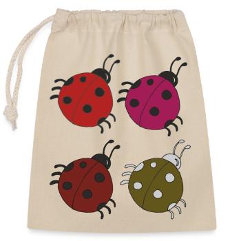 marienkäfer 4er pack - Verschließbarer Geschenkbeutel aus Baumwolle (25x30cm) - Natur - Vorne