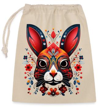 Adorable lapin de style lapin hygge coloré coloré - Sac cadeau en coton avec cordon (25 x 30 cm) - nature - Devant
