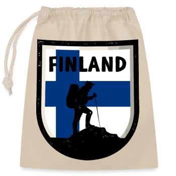 Finnland Flagge Suomi Finnische Fahne Used Look - Verschließbarer Geschenkbeutel aus Baumwolle (25x30cm) - Natur - Vorne