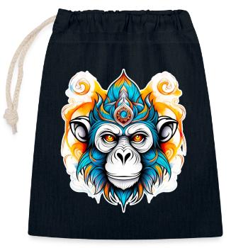 Pochoir de singe - Sac cadeau en coton avec cordon (25 x 30 cm) - bleu marine - Devant