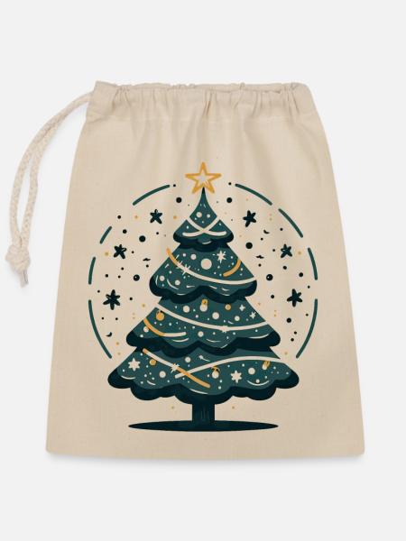 Weihnachtsbaum Tannenbaum Christbaum - Verschließbarer Geschenkbeutel aus Baumwolle (25x30cm) - Natur