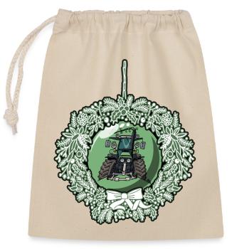 Christmas Wreath Green Tractor 617 - Closable cotton gift bag (25x30cm) - nature - Front