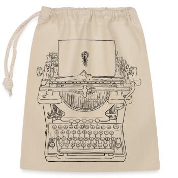 Typewriter Love - Verschließbarer Geschenkbeutel aus Baumwolle (25x30cm) - Natur - Vorne