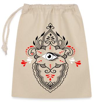 Ornament with Eye - Closable cotton gift bag (25x30cm) - nature - Front