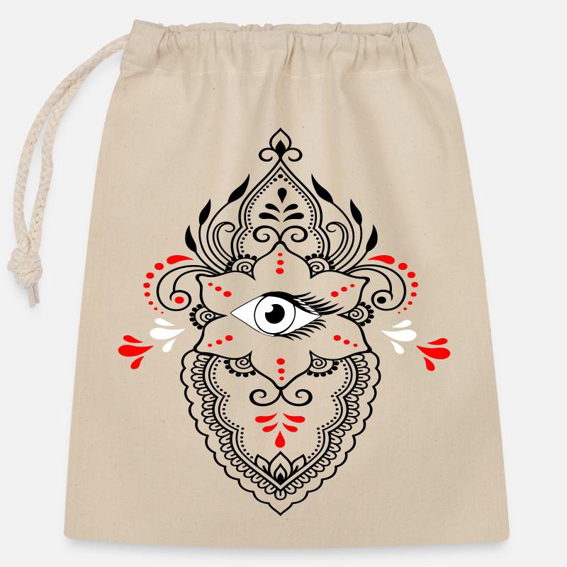 Ornament mit Auge - Verschließbarer Geschenkbeutel aus Baumwolle (25x30cm) - Natur