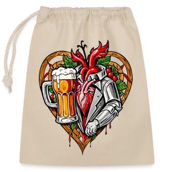 I love beer - Closable cotton gift bag (25x30cm) - nature - Front
