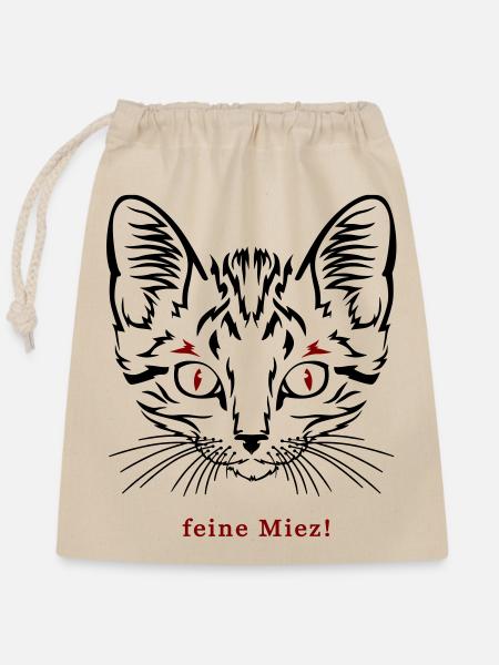 Katze, feine Miez - Verschließbarer Geschenkbeutel aus Baumwolle (25x30cm) - Natur
