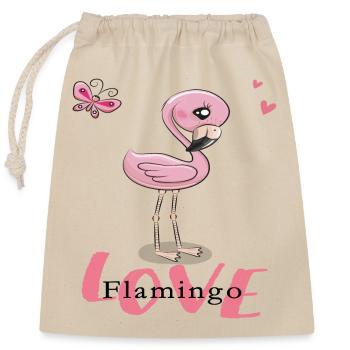 Amour des flamants roses - Sac cadeau en coton avec cordon (25 x 30 cm) - nature - Devant