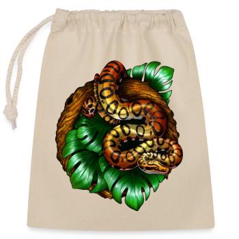 Monstera Snake - Verschließbarer Geschenkbeutel aus Baumwolle (25x30cm) - Natur - Vorne