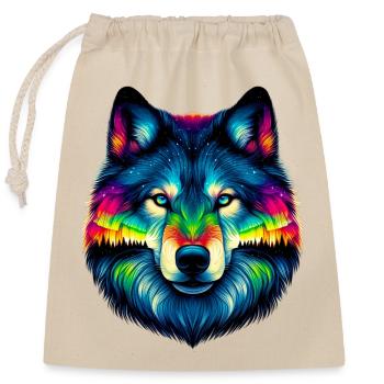 Loup - Sac cadeau en coton avec cordon (25 x 30 cm) - nature - Devant