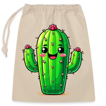 Cactus - Closable cotton gift bag (25x30cm) - nature - Front