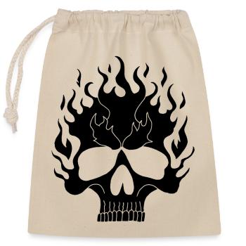 Black Flaming Skull - Closable cotton gift bag (25x30cm) - nature - Front
