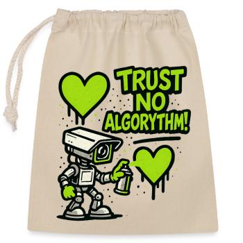 Robot mit Herz und Anti-Algorithmus Botschaft - Verschließbarer Geschenkbeutel aus Baumwolle (25x30cm) - Natur - Vorne