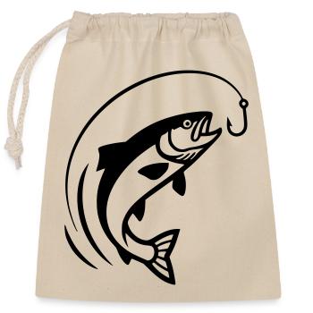 Springender Fisch Haken Biss Action - Verschließbarer Geschenkbeutel aus Baumwolle (25x30cm) - Natur - Vorne