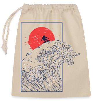 Snowboard, japonais vintage - Sac cadeau en coton avec cordon (25 x 30 cm) - nature - Devant