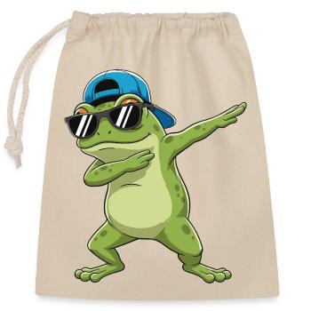 Cool Dabbing Frog Sonnenbrillen-Cartoon-Kunst - Verschließbarer Geschenkbeutel aus Baumwolle (25x30cm) - Natur - Vorne