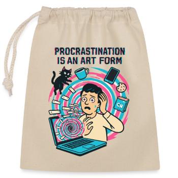Procrastination: The Art of Remote Work and Rush - Closable cotton gift bag (25x30cm) - nature - Front