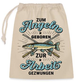 Born to Fish - Vintage Funny Angler - Closable cotton gift bag (25x30cm) - nature - Front