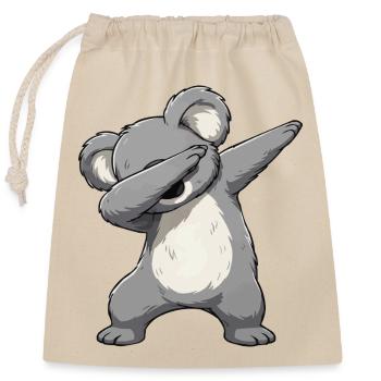 Dab-Koala Motiv – Cartoon Koala - Verschließbarer Geschenkbeutel aus Baumwolle (25x30cm) - Natur - Vorne