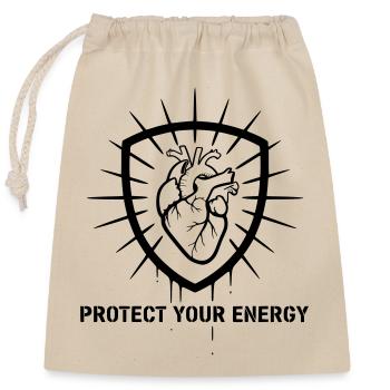 Protéger fort votre bouclier énergétique - Sac cadeau en coton avec cordon (25 x 30 cm) - nature - Devant