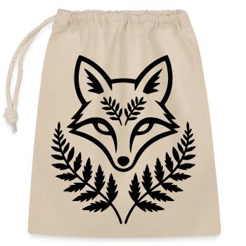 Fuchs Kopf Farn Blätter Wappen - Verschließbarer Geschenkbeutel aus Baumwolle (25x30cm) - Natur - Vorne
