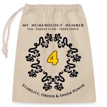 Number 4 Symbol of Stability, Order, and Strength - Closable cotton gift bag (25x30cm) - nature - Front