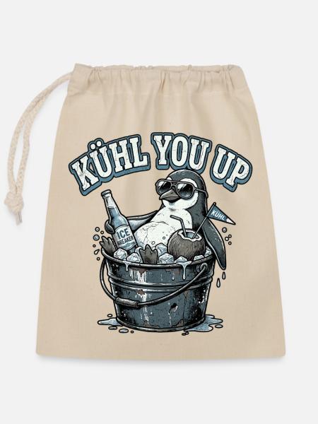Kühl You Up Pinguin - Verschließbarer Geschenkbeutel aus Baumwolle (25x30cm) - Natur