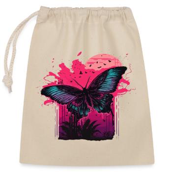 Schmetterling in Darkhour - Verschließbarer Geschenkbeutel aus Baumwolle (25x30cm) - Natur - Vorne