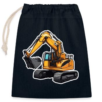 Excavator / construction site / machine /digging / shovel - Closable cotton gift bag (25x30cm) - navy - Front