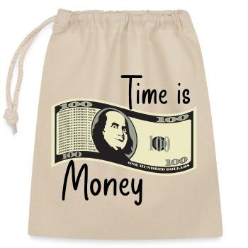 Time is money - Closable cotton gift bag (25x30cm) - nature - Front