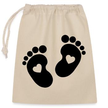 Baby Heart Pregnant Parents Baby Feet Cute - Closable cotton gift bag (25x30cm) - nature - Front