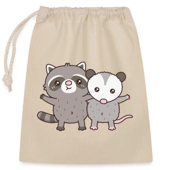 Süße Waschbär- und Opossum-Besties - Verschließbarer Geschenkbeutel aus Baumwolle (25x30cm) - Natur - Vorne