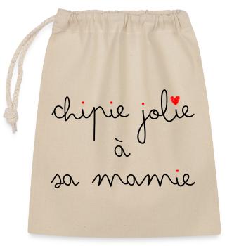 Chipie jolie à sa Mamie - Sac cadeau en coton avec cordon (25 x 30 cm) - nature - Devant