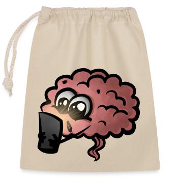 Brain Cell Phone Addiction Gift Idea - Dopamine Addicted - Closable cotton gift bag (25x30cm) - nature - Front