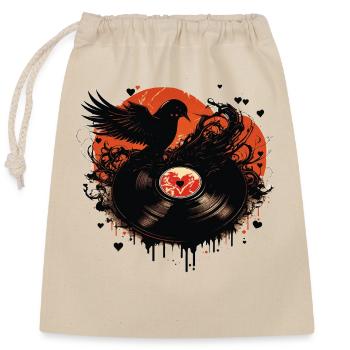 Vinyl Records Love - Closable cotton gift bag (25x30cm) - nature - Front