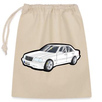 Weiße Luxuslimousine Vektor-Print - Verschließbarer Geschenkbeutel aus Baumwolle (25x30cm) - Natur - Vorne