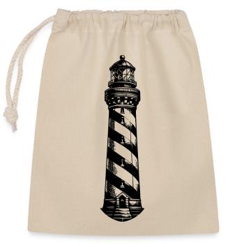 Schräg gestreifter Küsten Leuchtturm - Verschließbarer Geschenkbeutel aus Baumwolle (25x30cm) - Natur - Vorne