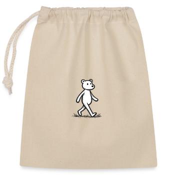Running Bear Line Drawing - Closable cotton gift bag (25x30cm) - nature - Front