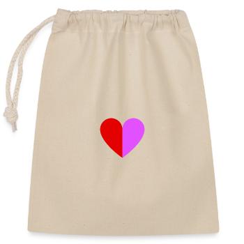 Coeur bicolore rouge-rose foncé - Sac cadeau en coton avec cordon (25 x 30 cm) - nature - Devant