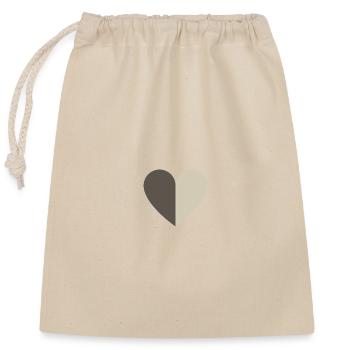 Coeur bicolore brun-beige - Sac cadeau en coton avec cordon (25 x 30 cm) - nature - Devant