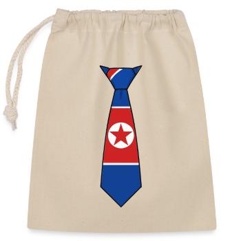North Korea Tie – Flaggendesign - Verschließbarer Geschenkbeutel aus Baumwolle (25x30cm) - Natur - Vorne