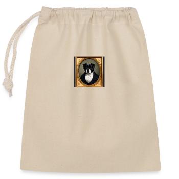 Gentleman Dog - Closable cotton gift bag (25x30cm) - nature - Front