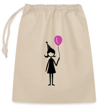 Birthday Balloon Girl Child - Closable cotton gift bag (25x30cm) - nature - Front