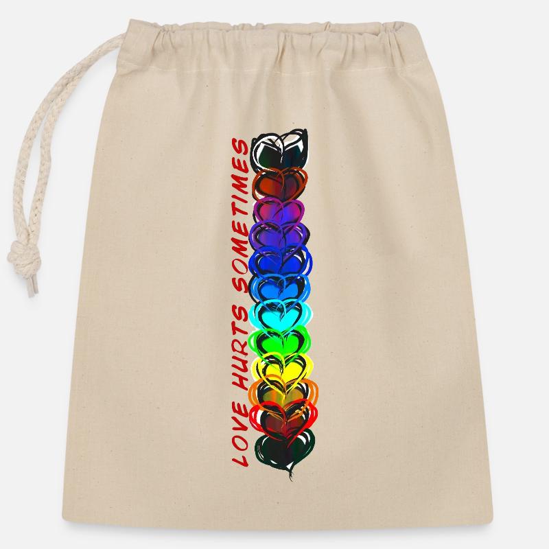 Love Hurts sometimes - Closable cotton gift bag (25x30cm) - nature