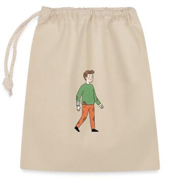 Wounded Hero Cartoon - Closable cotton gift bag (25x30cm) - nature - Front