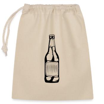 Bottle of beer - Closable cotton gift bag (25x30cm) - nature - Front