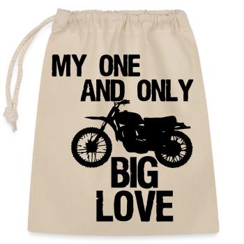 Big Love - Motorrad Bike Biker Spruch Geschenk - Verschließbarer Geschenkbeutel aus Baumwolle (25x30cm) - Natur - Vorne