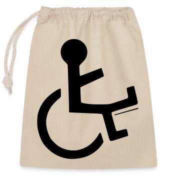 Utilisateur d’un fauteuil roulant avec une jambe cassée # - Sac cadeau en coton avec cordon (25 x 30 cm) - nature - Devant
