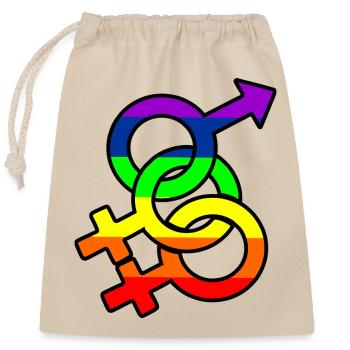 Geschlecht bisexuell 2 Logo mit Regenbogen - Verschließbarer Geschenkbeutel aus Baumwolle (25x30cm) - Natur - Vorne
