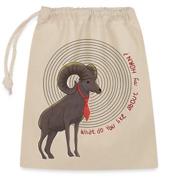 Sheep horn - Closable cotton gift bag (25x30cm) - nature - Front